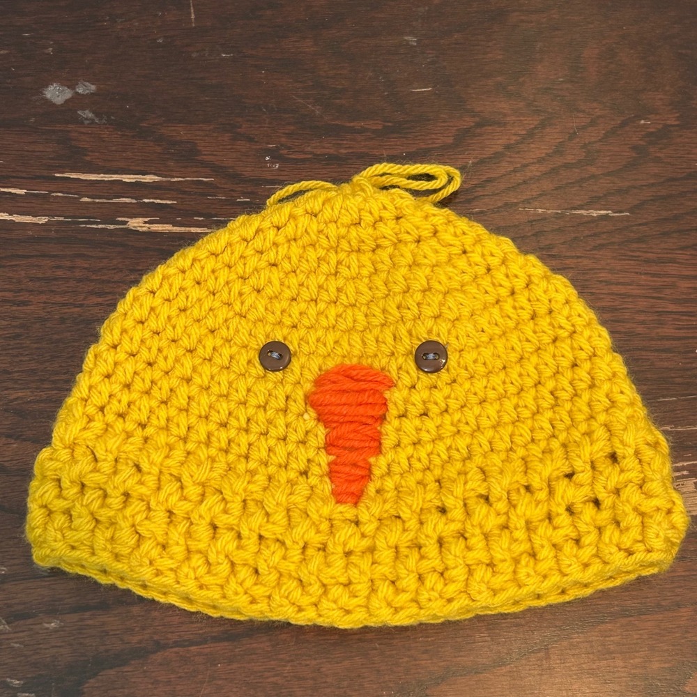 Handmade Crochet Chick Beanie Hat Yellow Knit‎ Animal Bird Kids Baby Toddler